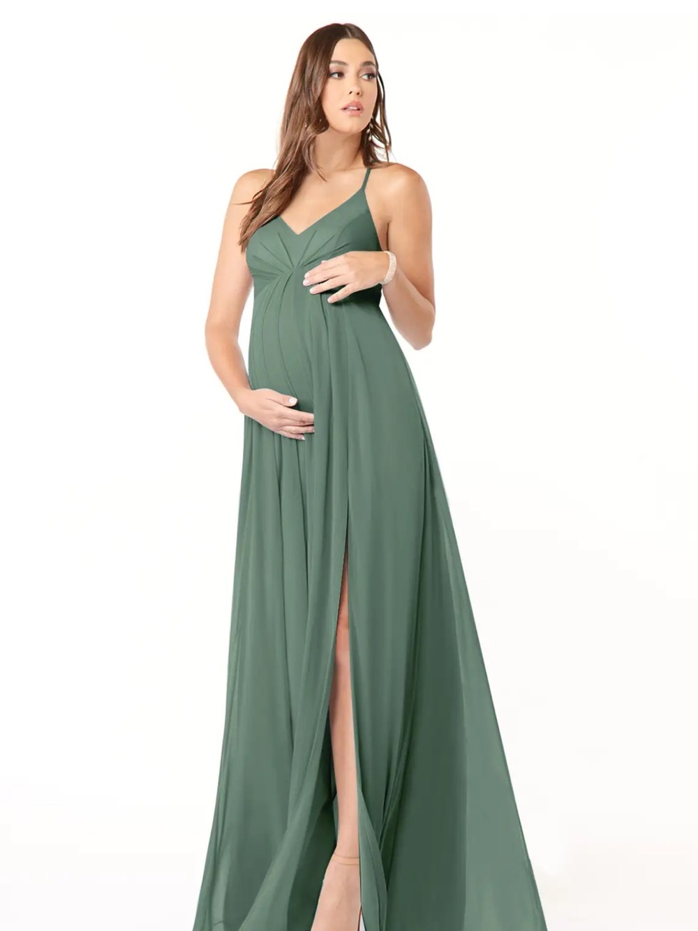 Azazie Green Bridesmaid Dress Maternity